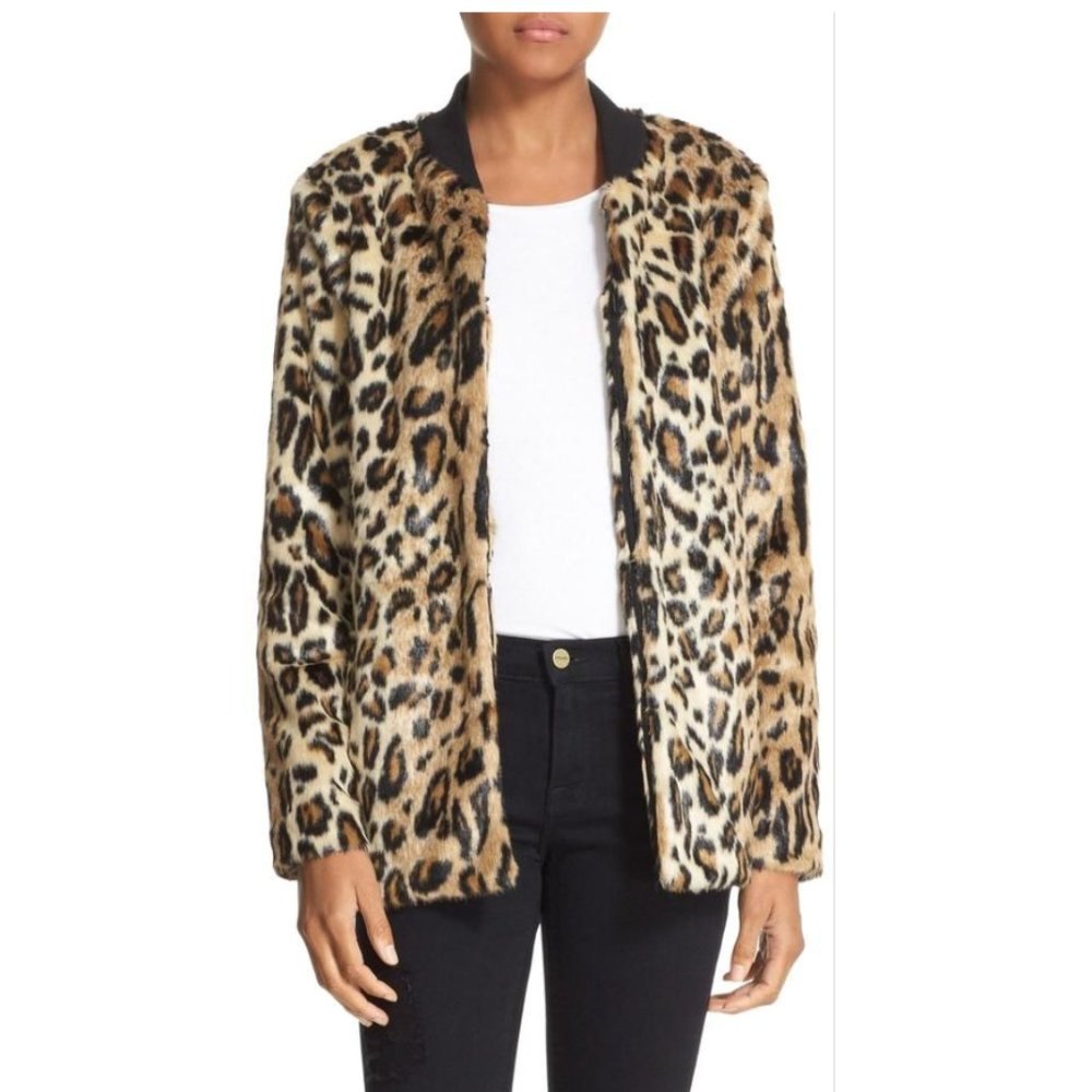 Truth And Pride Faux Fur Leopard Bomber Jacket